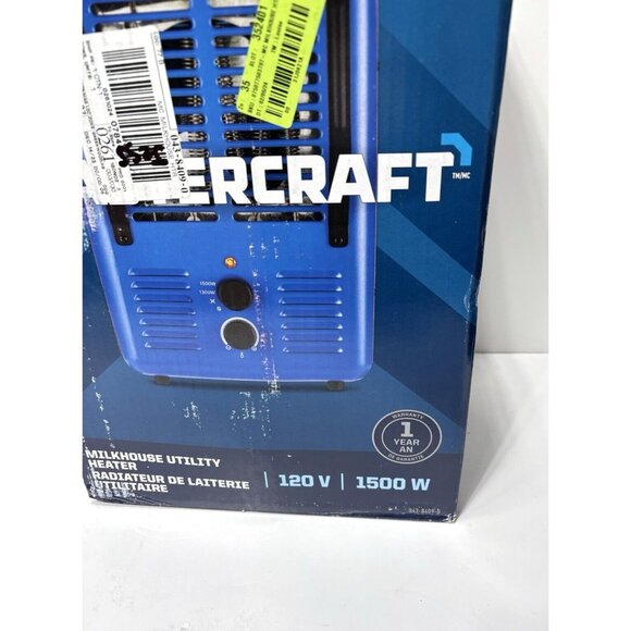 Mastercraft Deluxe Milkhouse Utility Space Heater w Thermostat, 1500W, Blue Open - Picture 6 of 10